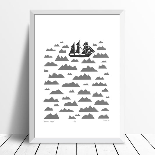 Antarctic Voyage Screen Print in Graphite Grey