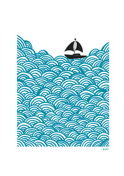 Bigger Boat Giclee Print in Azure Blue
