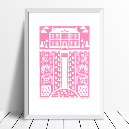 Manor Garden Screen Print in English Rose