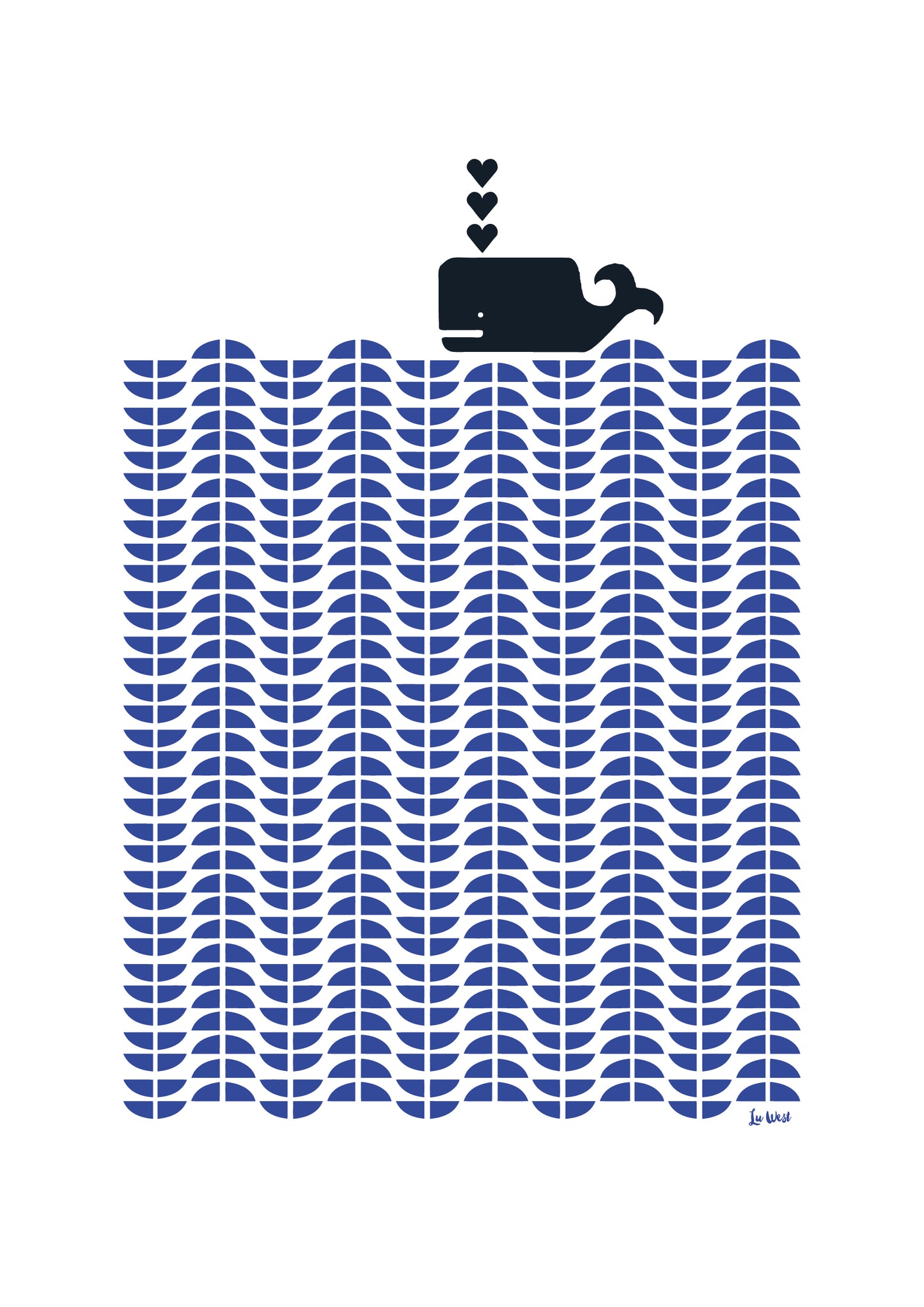 Whale Giclee Print in Delft Blue