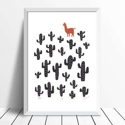 Alpaca Screen Print in Terracotta and Black