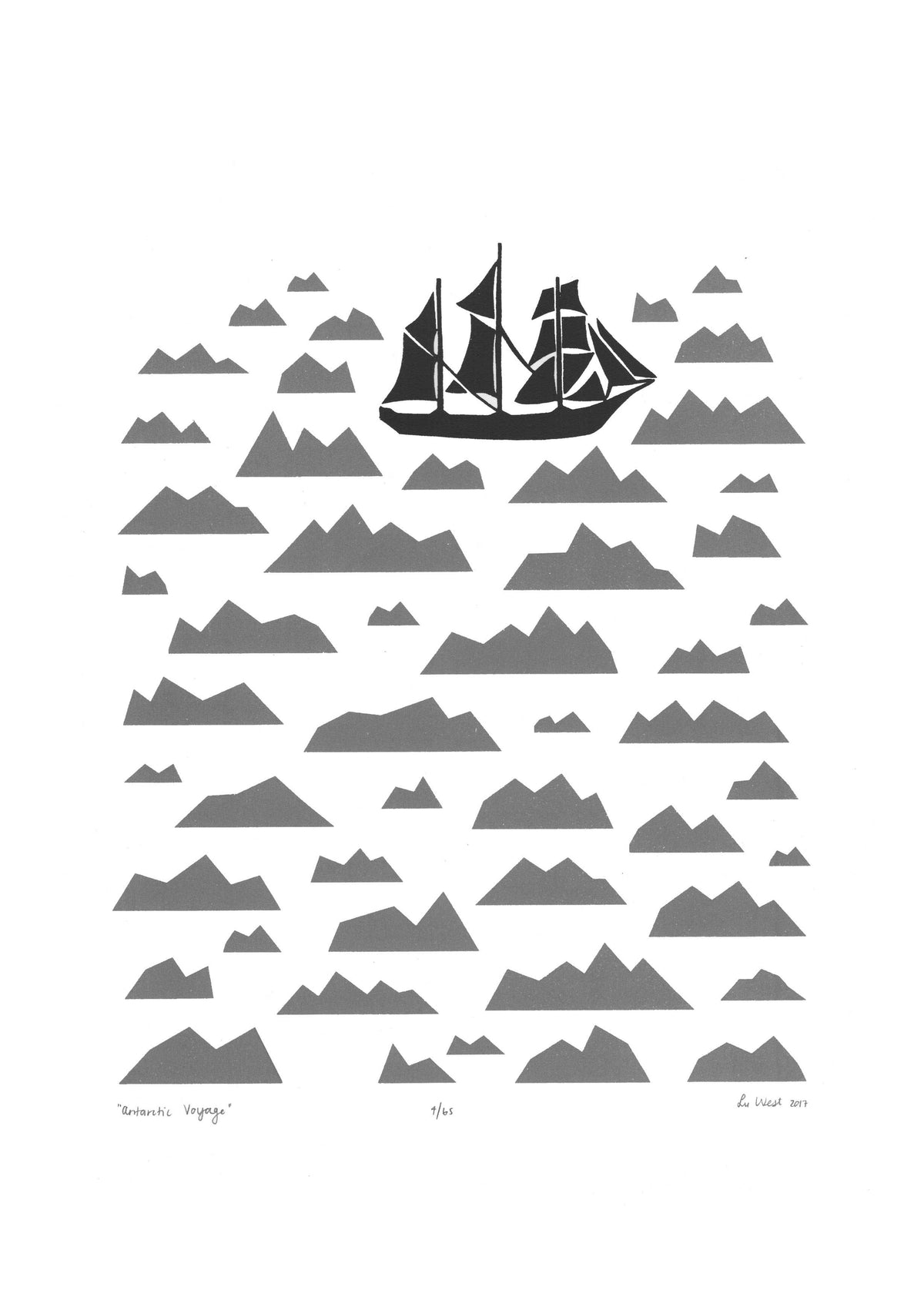 Antarctic Voyage Screen Print in Graphite Grey