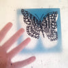 Botanical butterfly print with contemporary slate teal and black details. The strong blue-green hue of this silkscreen print will restore balance in your home.