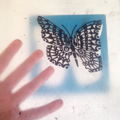 Botanical butterfly print with contemporary slate teal and black details. The strong blue-green hue of this silkscreen print will restore balance in your home.