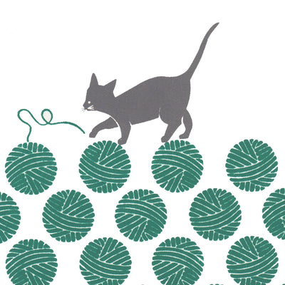 Cat Screen Print in Teal Green