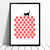 Hello Kitty! Limited Edition silkscreen print of a playful little cat entangled in a dotty pattern of bright cherry red balls of knitting wool.
