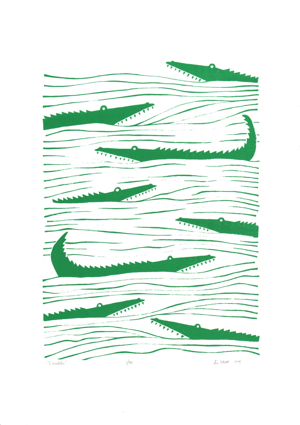 Crocodiles Screen Print in Emerald Green