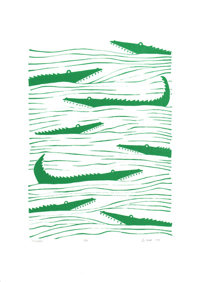 Crocodiles Screen Print in Emerald Green