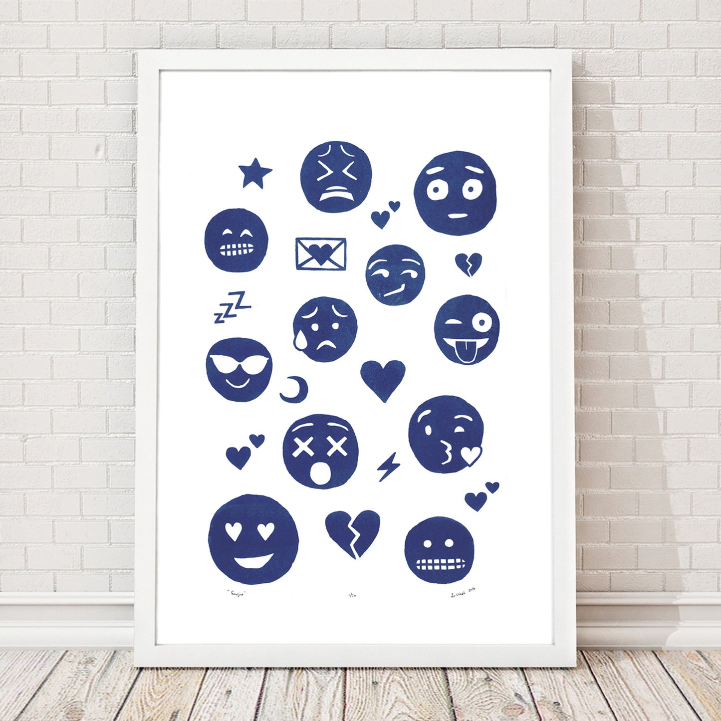 A playfully illustrated graphic print featuring your favourite emojis. This quirky, one-of-a-kind art print will make a witty conversation piece in your home.
