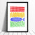 Nautical style Fish and Chips print with simple Scandinavian folk patterns. The bold primary colours of this coastal artwork will bring a quirky beach vibe to your home.