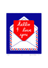 Hello Screen Print in Cobalt and Crimson