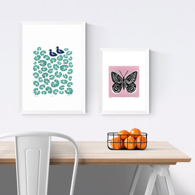 Graphic illustrated black butterfly with on trend pastel powder pink. The sugary hue of this limited edition art print will add romantic charm to your space.