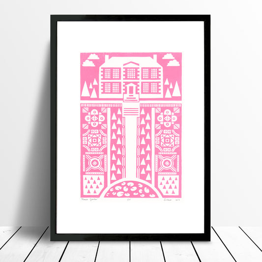 Manor Garden Screen Print in English Rose