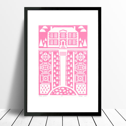 Manor Garden Screen Print in English Rose