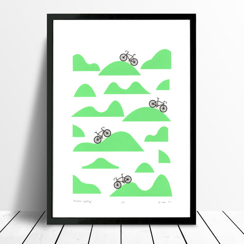 Mountain Cycling Screen Print in Retro Mint