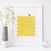 Adorable print of a little mouse with a harvest of buttercup yellow wheat fields. This bright print will add a touch of modern retro Scandinavian to your home.