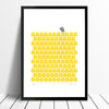 Adorable print of a little mouse with a harvest of buttercup yellow wheat fields. This bright print will add a touch of modern retro Scandinavian to your home.