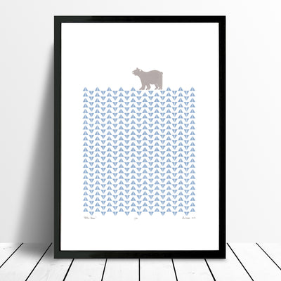 Polar Bear Screen Print in Ice Blue