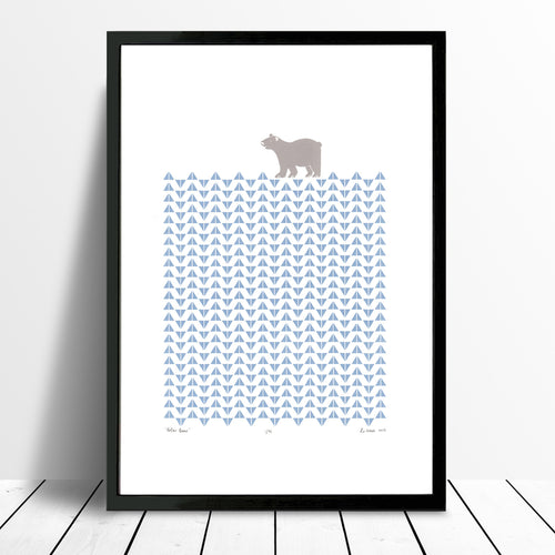 Polar Bear Screen Print in Ice Blue