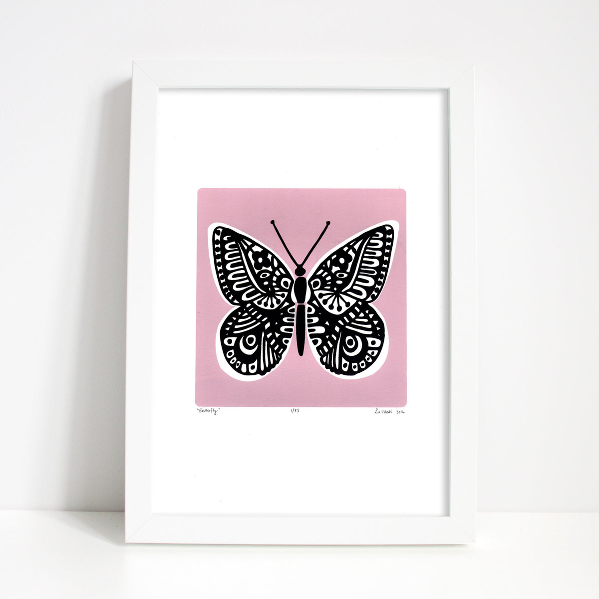 Graphic illustrated black butterfly with on trend pastel powder pink. The sugary hue of this limited edition art print will add romantic charm to your space.