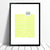 Scandinavian style graphic landscape print of a little sheep in a bright green grass meadow. A modern and playful addition to a well-designed baby nursery.