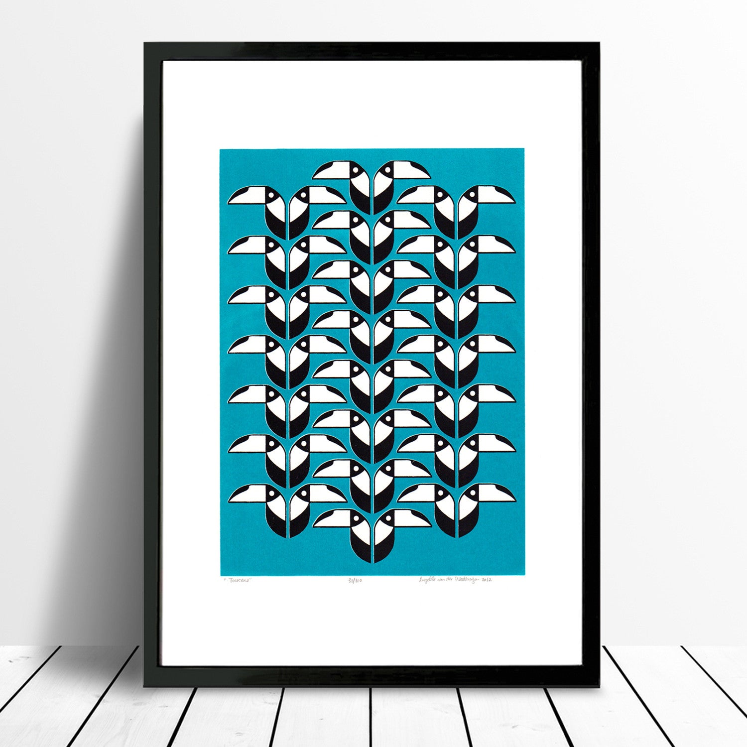 Toucans Screen Print in Teal