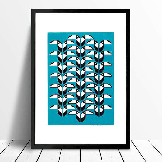 Toucans Screen Print in Teal