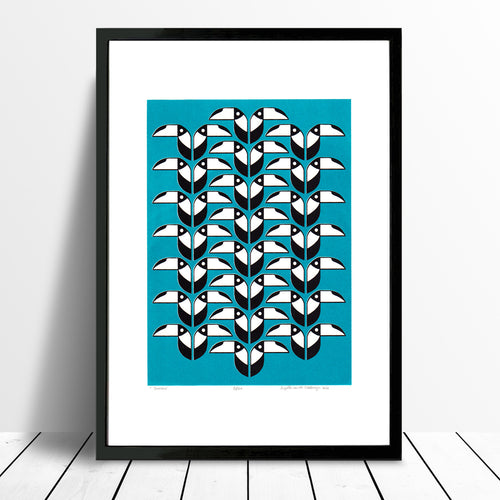 Toucans Screen Print in Teal