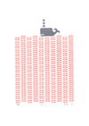 Nautical Scandinavian graphic print of a grey whale in an ocean of pastel pink rose blush waves.