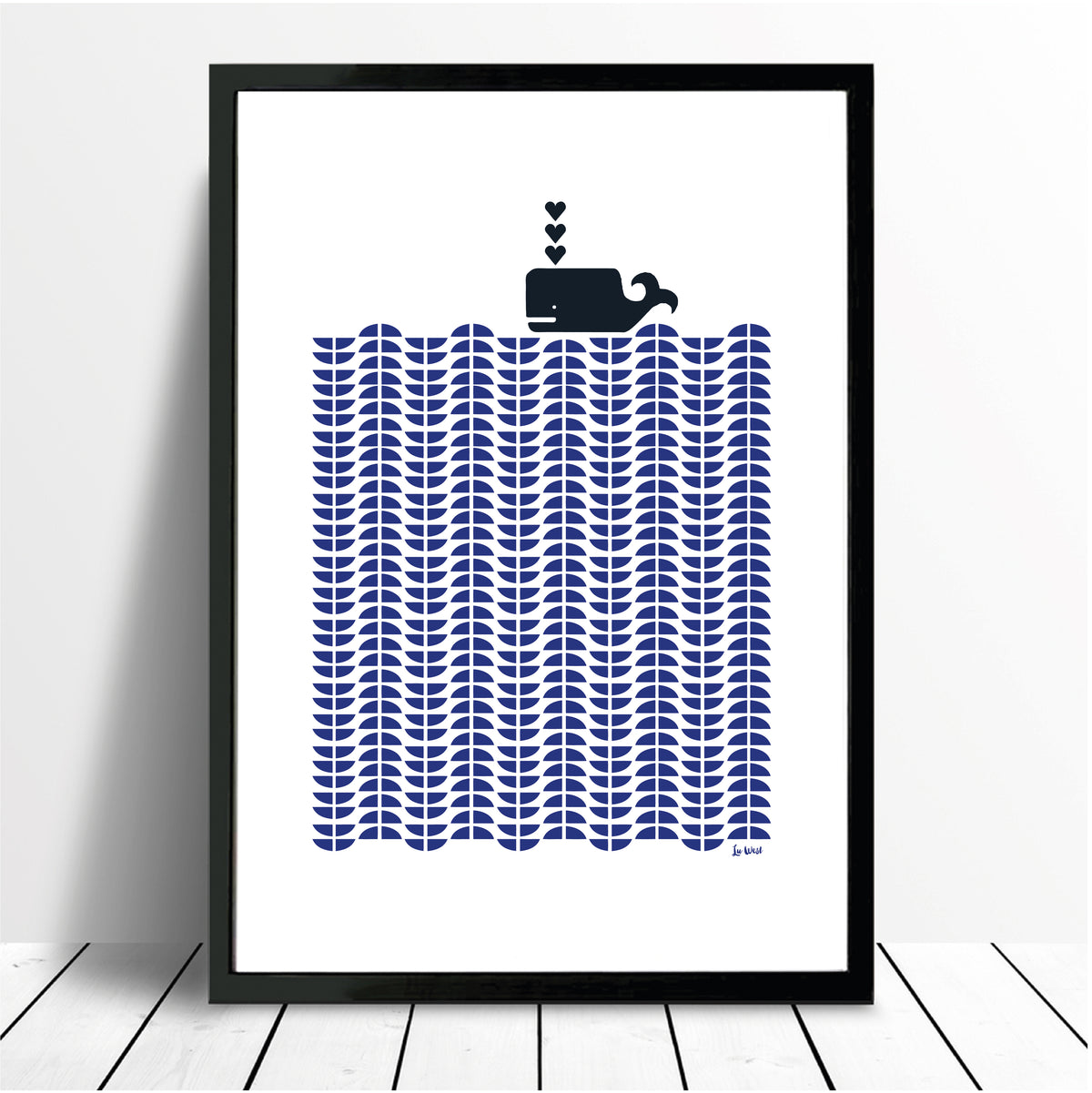 Whale Giclee Print in Delft Blue