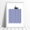 Whale Giclee Print in Delft Blue