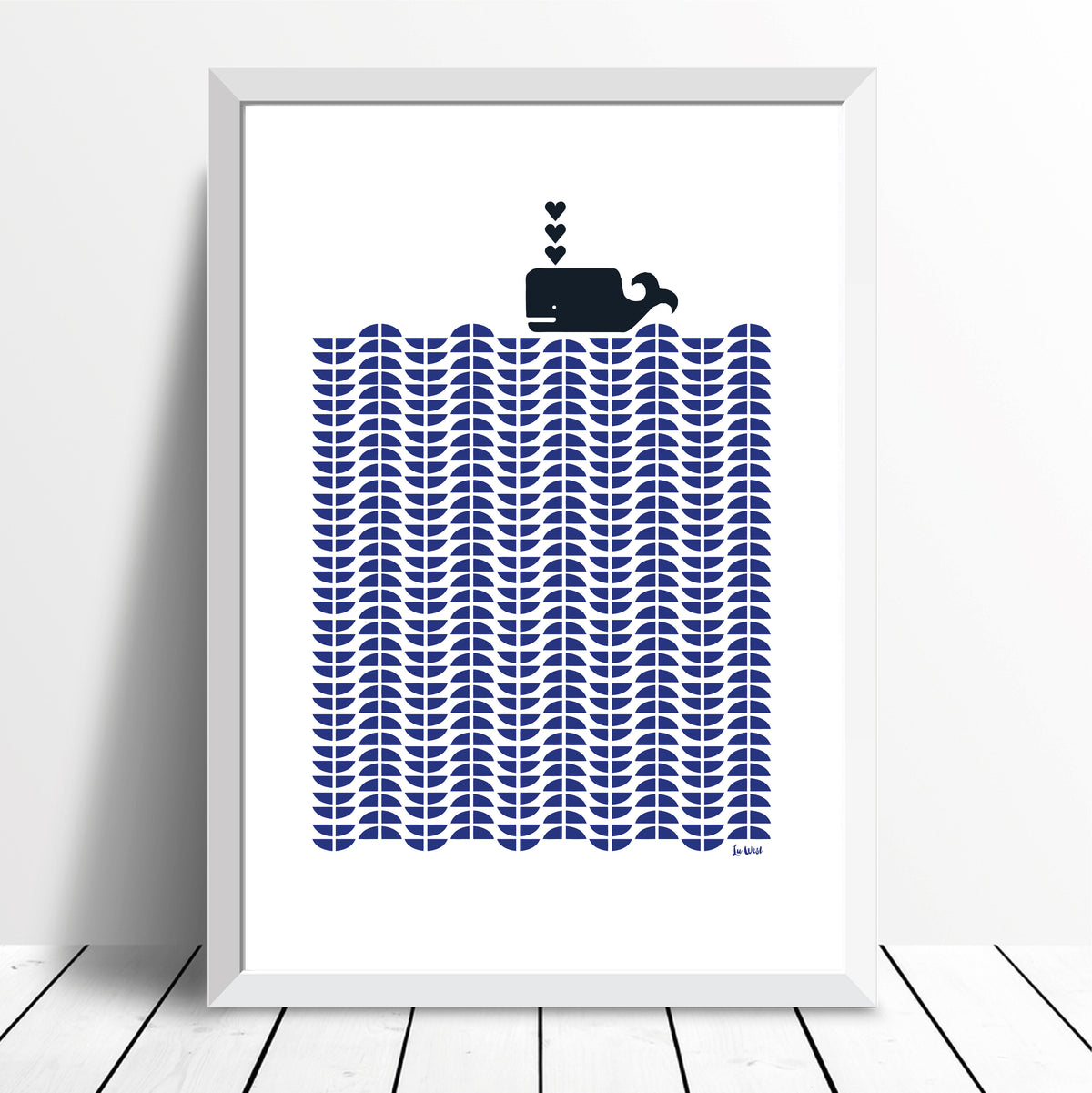 Whale Giclee Print in Delft Blue
