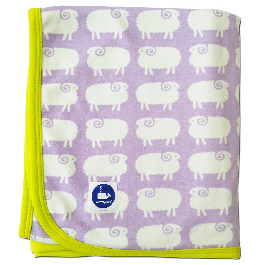 Sheep Baby Blanket Lavender CLEARANCE